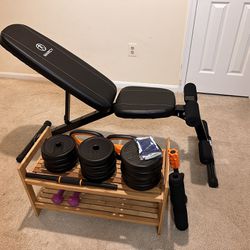 Home Gym Equipment (utility Bench + Adjustable Dumbbell Set)
