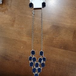 Navy Necklace and Earrings Set