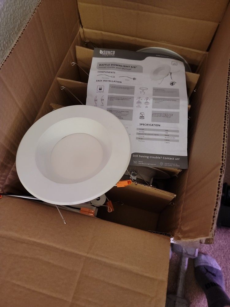 Sunco 5/6" Retrofit LED Lights With 6" Mounting Cans