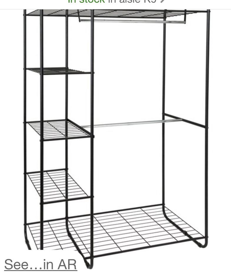 Portable clothes rack/closet organizer. Dimensions are 72x46xx20. Rack is Assembled