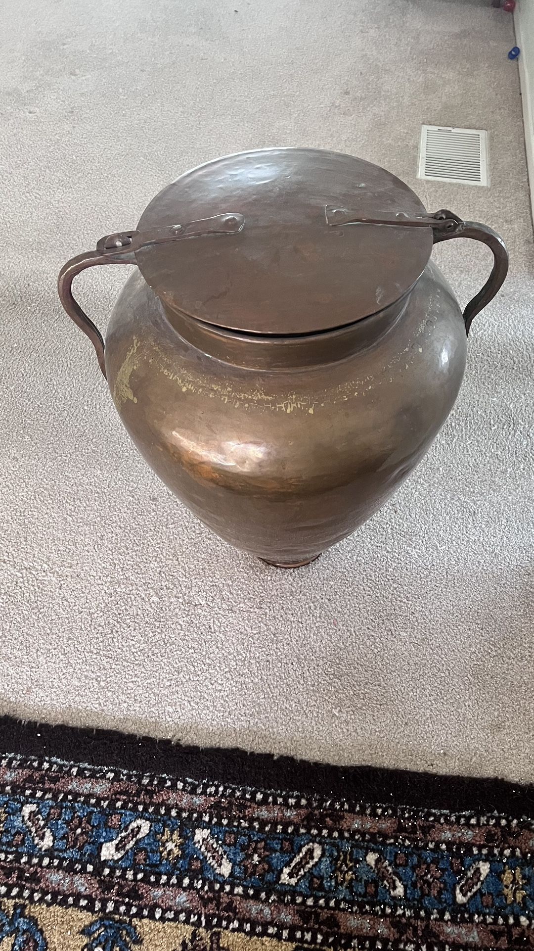 Rare Persian Water Jug Metal With Lid Over 3 Ft Tall
