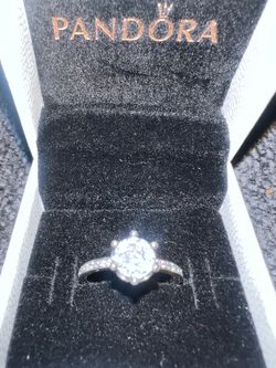 Pandora Silver Ring with Clear Stone size 7 with Box925 stamp