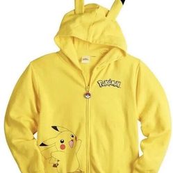 Pokémon Pikachu Zip-Up Hoodie with Ears Size :L ( No Eyes & Tail) 