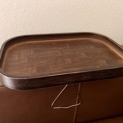 Bamboo side table for sofa, portable folding tray with clip.