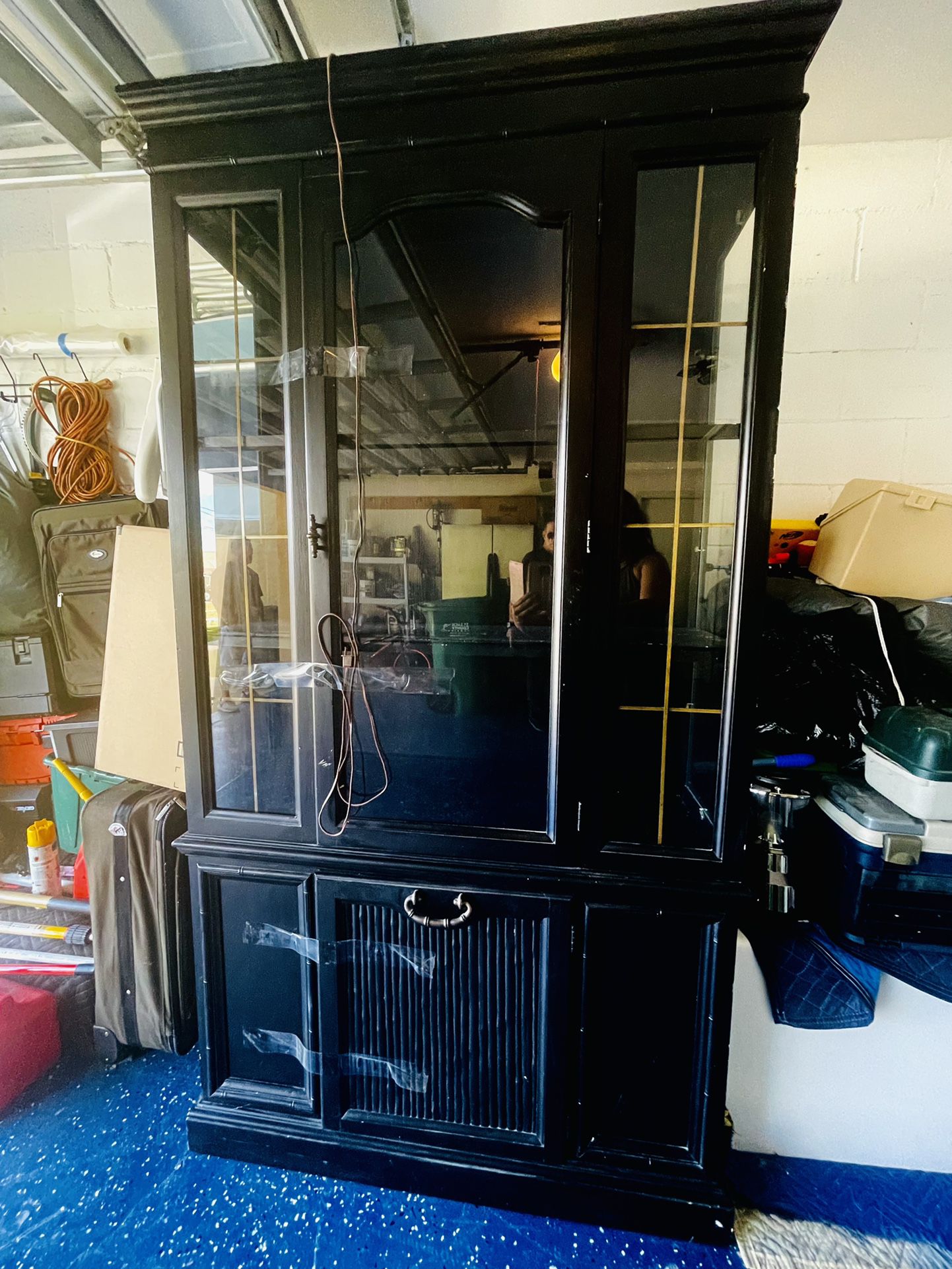 3 Black China Cabinets With Glass Doors/ Lights