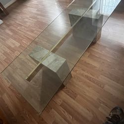 Glass Table With Marble Columns