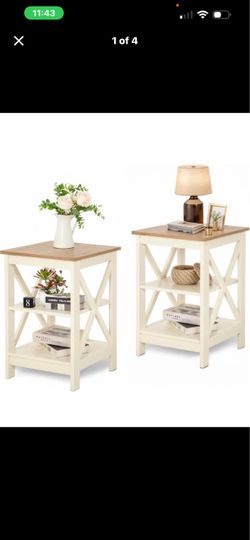 Ivory and Brown Nighstands
