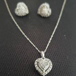 Real Diamond Heart Necklace Set