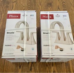 Pfister Bruxie 4 in. Centerset Double Handle Bathroom Faucet w/ Drain Kit, Spot Defense Brus Nickel