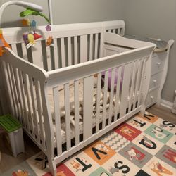 Crib with changing station and drawers - $150
