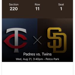 Padres Tickets 9/21/24 Padres v Twins 3:40pm