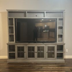 Extra large grey entertainment center