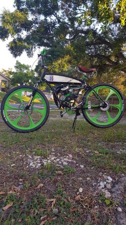 GAS MOTORIZED BICYCLES...130MPG .U CAN STILL PEDAL AS A NORMAL BIKE WITHOUT THE MOTOR ON