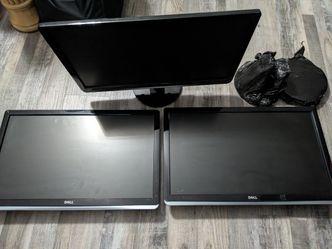 Three 24" Dell Monitors And Triple Monitor Stand
