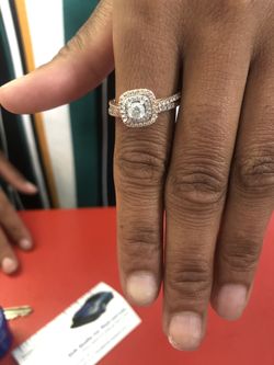 Rose Gold engagement ring and wedding band set