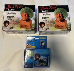 Bob Ross clap switch and 2 Bob Ross Chia pets