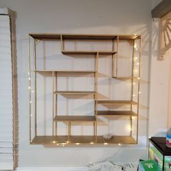 Gold Painted Metal Shelves