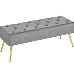 New Modern ottoman bench grey velvet $100
