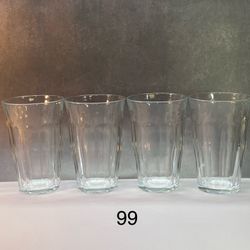 Set of (4) Duralex Picardie 16.8oz Glasses/Tumblers a classic French drinking glass known for its durability and iconic design. 