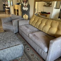 Gray Microfiber Sofa Couch W/Armchair Wowmax Cushion