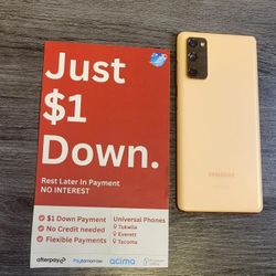Samsung Galaxy S20 FE 5G 128gb  Unlocked, FREE Smartwach/ Headphones. Pay $1 Today Rest in payments. NO CREDIT NEEDED FINANCING