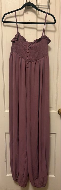 SHEIN Purple Smocked Jumpsuit Size Large Like New