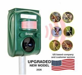 Broox Solar Animal Repellent Ultrasonic Motion Activated Outdoor Pest Repeller