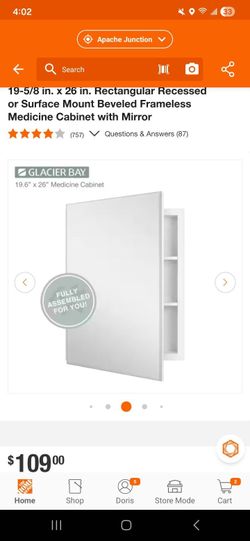 Glacier Bay 19.6"x 26" Mirrored Medicine Cabinet