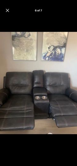 Beautiful elegant upscale luxury Italian leather Double Recliner Sofa