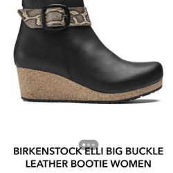 New Papillon Birkenstock black boots with snake skin belt