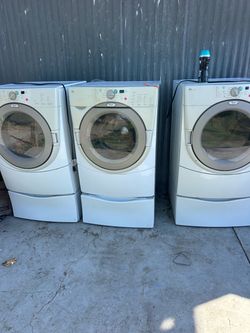 Whirlpool Front Load Washer Dryer Set with Pedestals