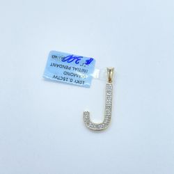 New 10k Solid Gold Diamond Letter J Pendant 