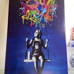 Banksy Style Girl And Balloon Canvas