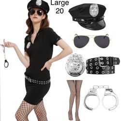 Ladies Police Officer Cop Costume Halloween / Traje de Policia Mujer Grande 