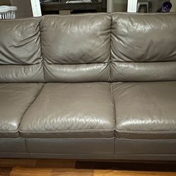 Natuzzi All Leather Couch And Loveseat Pair