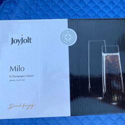 JOYJOLT Milo Champagne Glasses, Set of 8 