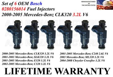 oem set of 6 fuel injectors mercedes clk320 e320 slk320