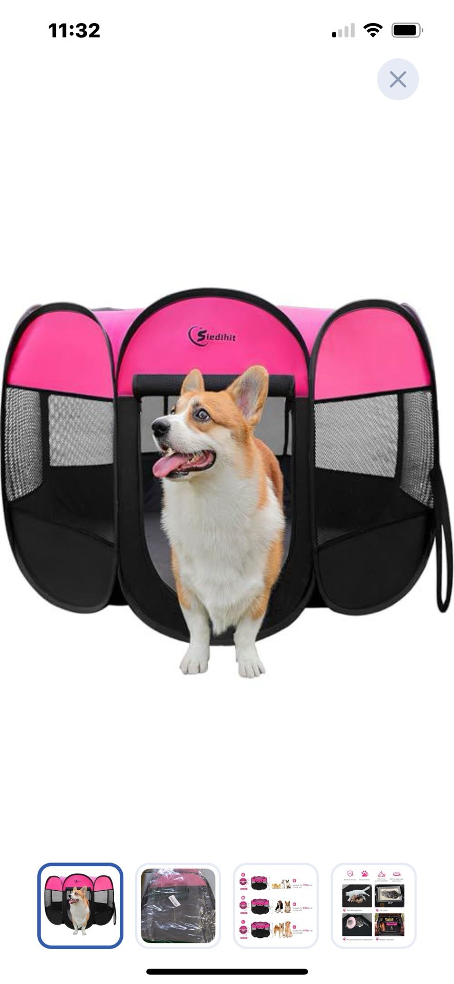 “New”portable Pop Up Playpen (dog,cat,etc.)w/carry Case,zipper Top (retail$39