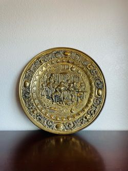 Vintage Brass Embossed Decorative Wall Plate