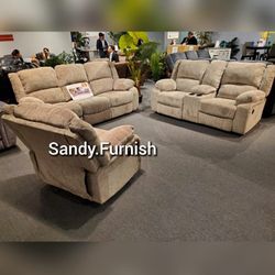 2Pc Recliner sofa set sofa and Loveseat living room couch