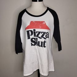 Pizza Slut Lover Funny Bachelorette Snacks Raglan Baseball Tee Size XL