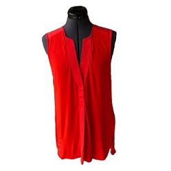 Banana Republic Women's Orange Sleeveless V-Neck Top M