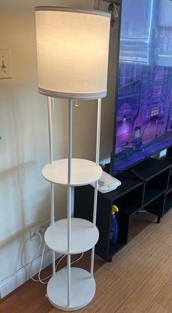 White Floor Lamp with Shelves - $25