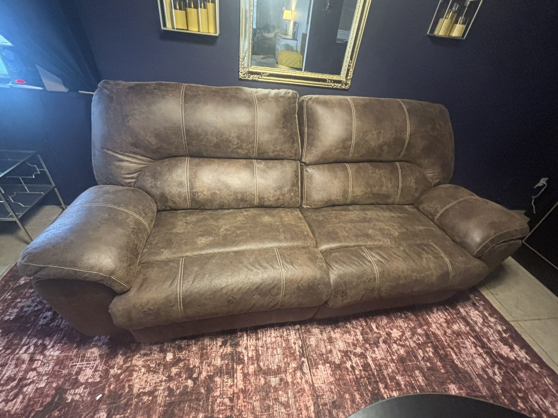 Reclining Microsuede Leather Couch