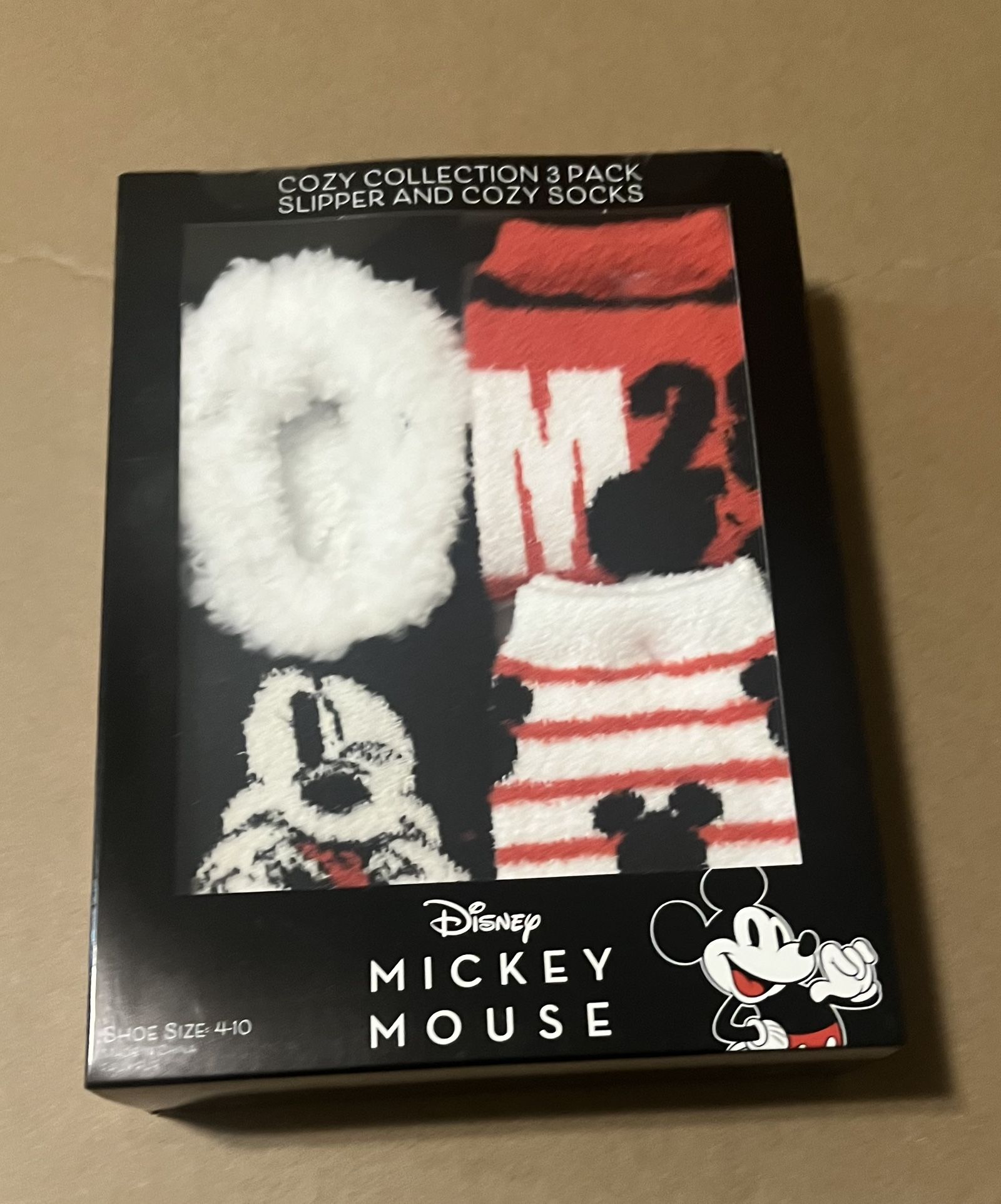 Mickey Mouse Disney 3 Piece,, Cozy Slippers, And Socks