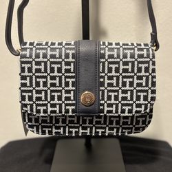Tommy Hilfiger Navy and White Patterned Crossbody Bag