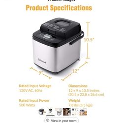 Brand: Briskind
4.4
4.4 out of 5 stars
(913)
19-in-1 Compact Bread Maker Machine, 1.5 lb / 1 lb Loaf Small Breadmaker with Carrying Handle, Including 