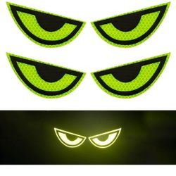 Thcbme 2 Pack Car Stickers Eye Yellow Night Safety Driving Reflective Cute Caution Decal, Motorcycle Helmet Stickers Decals, for Bumpers, Window, Lapt