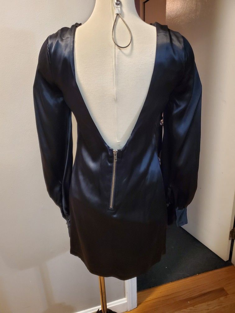 Women Black Silk Dress