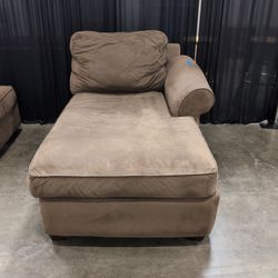 Tan Microfiber Chaise with One Arm
